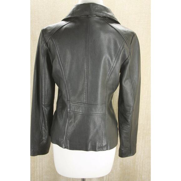 Andrew Marc Trooper Black Leather Biker Bomber Jacket Size XS New $495 - Picture 4 of 11